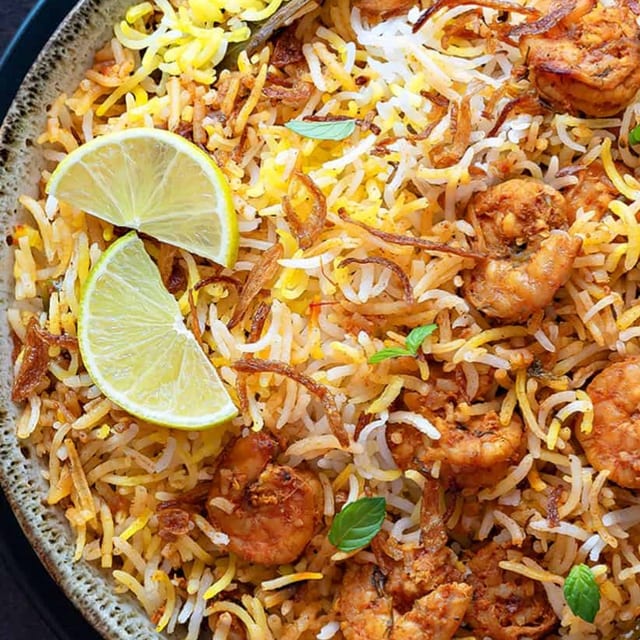 Shrimp biryani.